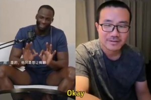 认同？当追梦听到静雨说杜兰特是勇士的老1.5时直接大笑起来